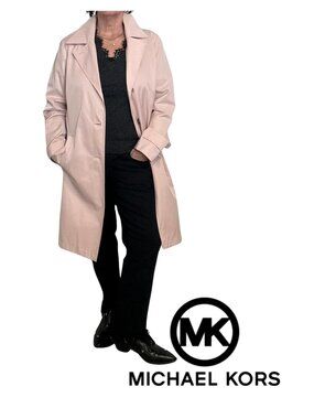 Classic… Spring! On Trend Michael Kors Trench Coat Lg Soft Pink Single Breasted